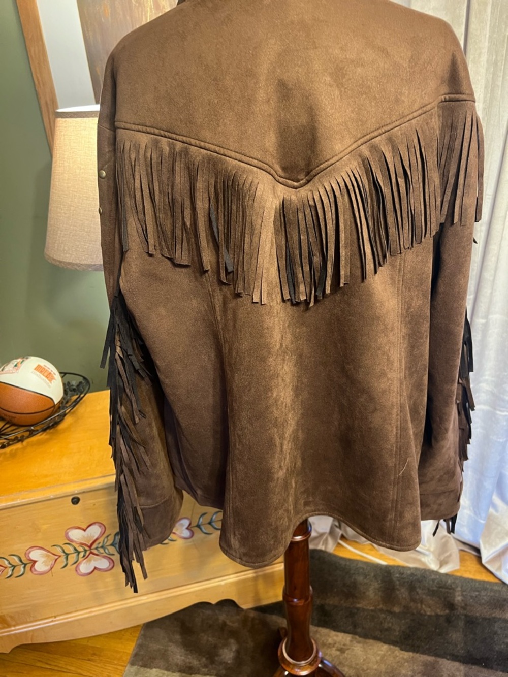 Women’s Brown Faux Suede Fringe Jacket - Picture 5 of 7